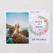 Elegante Rosa Blume Wasserfarbenhochzeit Einladung (Vorne/Hinten)