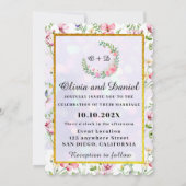 Elegante Rosa Blume Wasserfarbenhochzeit Einladung (Rückseite)