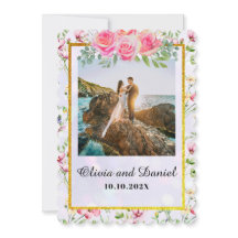 Elegante Rosa Blume Wasserfarbenhochzeit