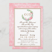Elegante Rosa Blume Wasserfarbenhochzeit Einladung (Vorne/Hinten)