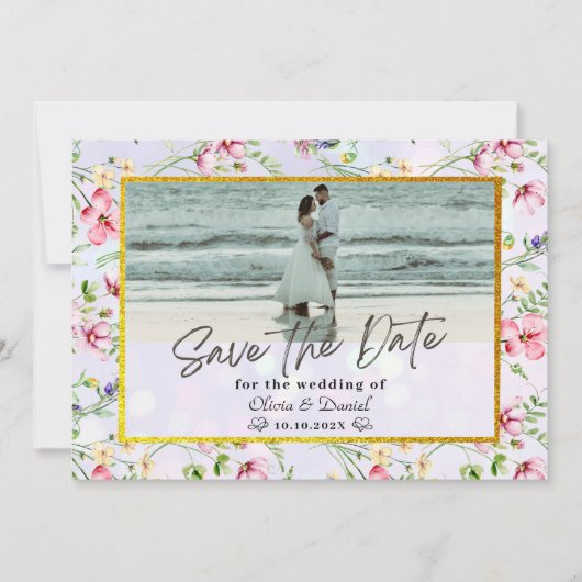 Elegante Rosa Blume Wasserfarbenhochzeit Einladung (Vorderseite)