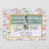 Elegante Rosa Blume Wasserfarbenhochzeit Einladung (Vorne/Hinten)