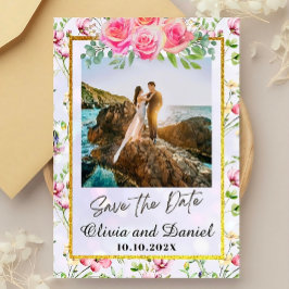 Elegante Rosa Blume Wasserfarbenhochzeit Einladung