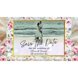 Elegante Rosa Blume Wasserfarbenhochzeit Einladung