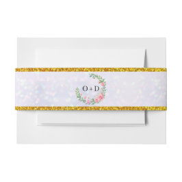 Elegante Rosa Blume Wasserfarbenhochzeit Einladungsbanderole