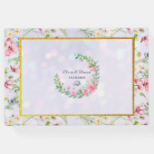 Elegante Rosa Blume Wasserfarbenhochzeit Gästebuch (Rückseite)