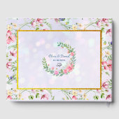 Elegante Rosa Blume Wasserfarbenhochzeit Gästebuch (Rückseite)