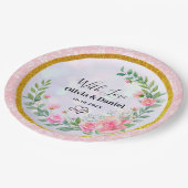 Elegante Rosa Blume Wasserfarbenhochzeit Pappteller (Schrägansicht)