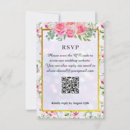 Elegante Rosa Blume Wasserfarbenhochzeit RSVP Karte