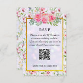 Elegante Rosa Blume Wasserfarbenhochzeit RSVP Karte (Vorne/Hinten)