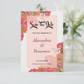 Elegante Rosa Blume Wasserfarbenprägung Save The Date (Stehend Vorderseite)