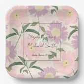 Elegante rosa Blume Watercolor Boho Floral Pappteller (Vorderseite)