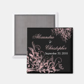 Elegante Rosa Blume Wirbel Save the Date Hochzeit Magnet (Vorderseite/Rückseite)