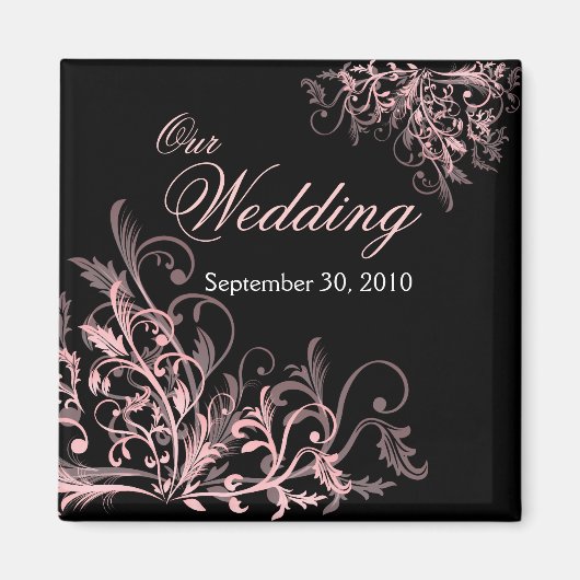 Elegante Rosa Blume Wirbel Save the Date Hochzeit Magnet (Vorne)