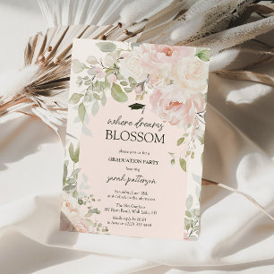 Elegante rosa Blumen-Abschlussfeier Einladung