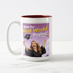 Elegante rosa Blumen-Abschlussfeier-Uhr Zweifarbige Tasse