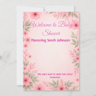 Elegante rosa Blumen-Baby-Einladung Save The Date