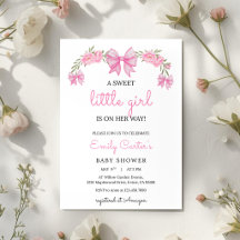 Elegante rosa Blumen-Baby-Shower-Einladung