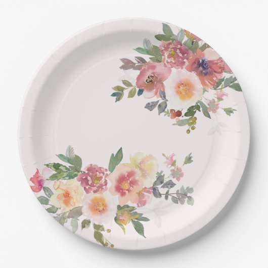Elegante rosa Blumen-Braut-Party Pappteller (Vorderseite)