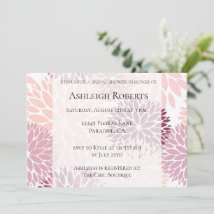 Elegante rosa Blumen-Brautparty Einladung