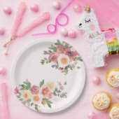 Elegante rosa Blumen-Brautparty Pappteller (Party)