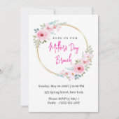 Elegante rosa Blumen-Brunch-Einladung zum Mutterta Einladung (Vorderseite)