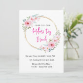 Elegante rosa Blumen-Brunch-Einladung zum Mutterta Einladung (Stehend Vorderseite)