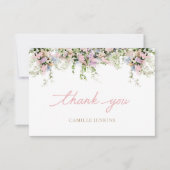 Elegante rosa Blumen-Bucht-Dusche Vielen Dank Dankeskarte (Vorderseite)