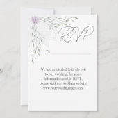 Elegante Rosa Blumen & Grüne Hochzeit Einladung (Rückseite)