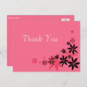 Elegante rosa Blumen Hochzeit danke Postcard. Postkarte (Vorne/Hinten)