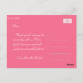 Elegante rosa Blumen Hochzeit danke Postcard. Postkarte (Rückseite)