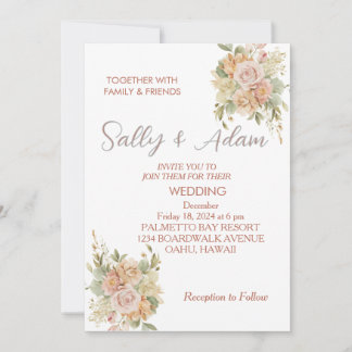 Elegante rosa Blumen-Hochzeitseinladung Einladung