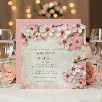 Elegante rosa Blumen Hochzeitseinladung Einladung