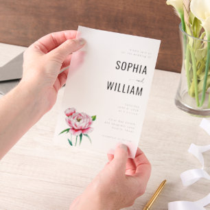 Elegante rosa Blumen-Hochzeitseinladung Pergament Einladungen