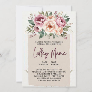 Elegante rosa Blumen-Hochzeitseinladung Romantis Einladung