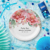 Elegante rosa Blumen-Hochzeitsshower Pappteller (Party)