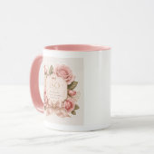 Elegante rosa Blumen-Kaffeetasse Tasse (Vorderseite Links)