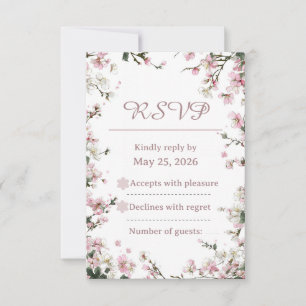 Elegante rosa Blumen-Kirschblüten-RSVP-Karte RSVP Karte