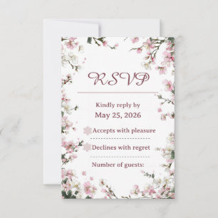 Elegante rosa Blumen-Kirschblüten-RSVP-Karte RSVP Karte