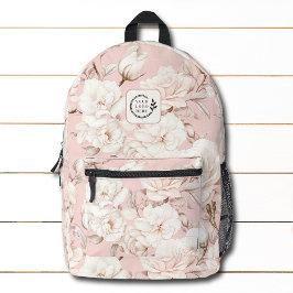 Elegante Rosa Blumen-Logo-Corporate Bedruckter Rucksack