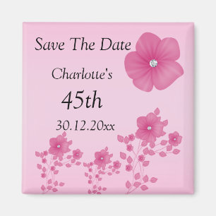 Elegante rosa Blumen mit Diamanten Magnet