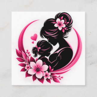 Elegante rosa Blumen Mutterschaft Liebe Frauen  Quadratische Visitenkarte