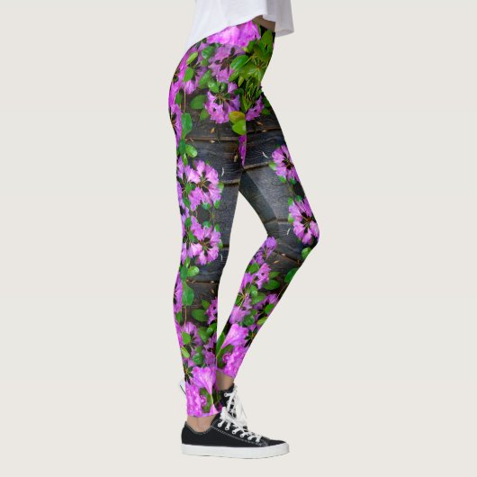 Elegante rosa Blumen rosa Azaleen rosa Blume Leggings (Rechts)