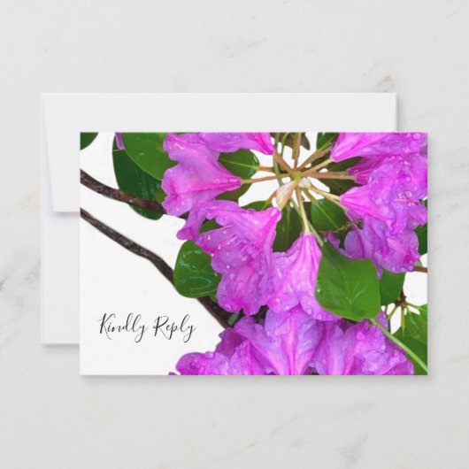 Elegante rosa Blumen rosa Azaleen rosa Blume RSVP Karte (Vorderseite)