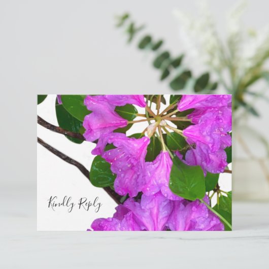 Elegante rosa Blumen rosa Azaleen rosa Blume RSVP Karte (Stehend Vorderseite)