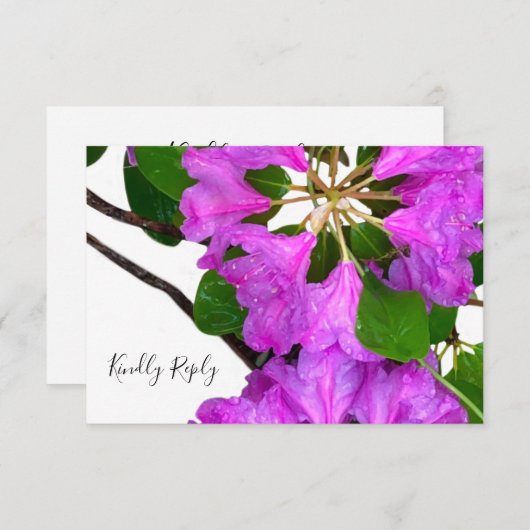 Elegante rosa Blumen rosa Azaleen rosa Blume RSVP Karte (Vorne/Hinten)