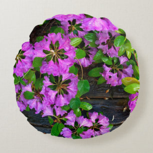 Elegante rosa Blumen rosa Azaleen rosa Blume Rundes Kissen