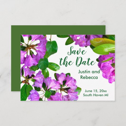 Elegante rosa Blumen rosa Azaleen rosa Blume Save The Date (Vorne/Hinten)