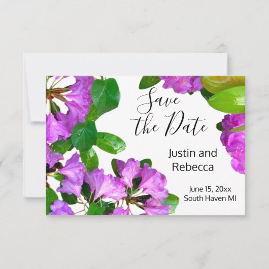 Elegante rosa Blumen rosa Azaleen rosa Blume Save The Date (Vorderseite)