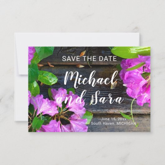 Elegante rosa Blumen rosa Azaleen rosa Blume Save The Date (Vorderseite)
